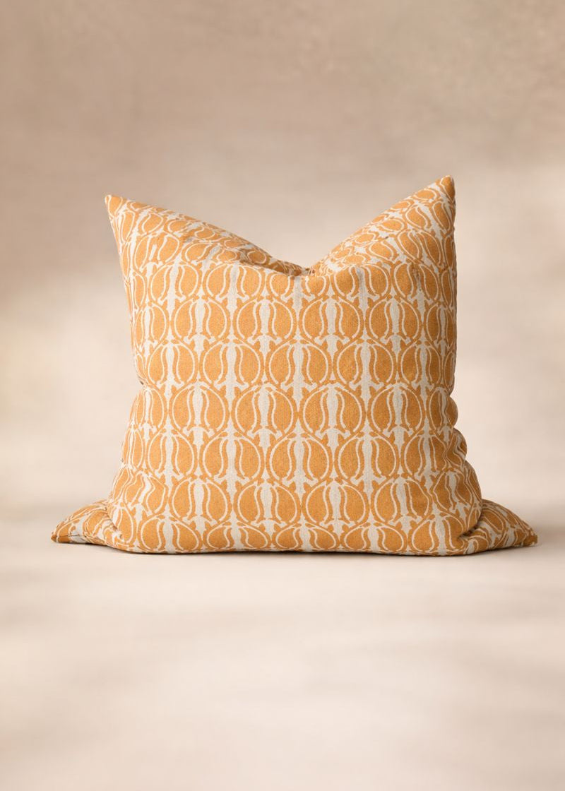 Prairie Block Printed Linen Cushion 55cm