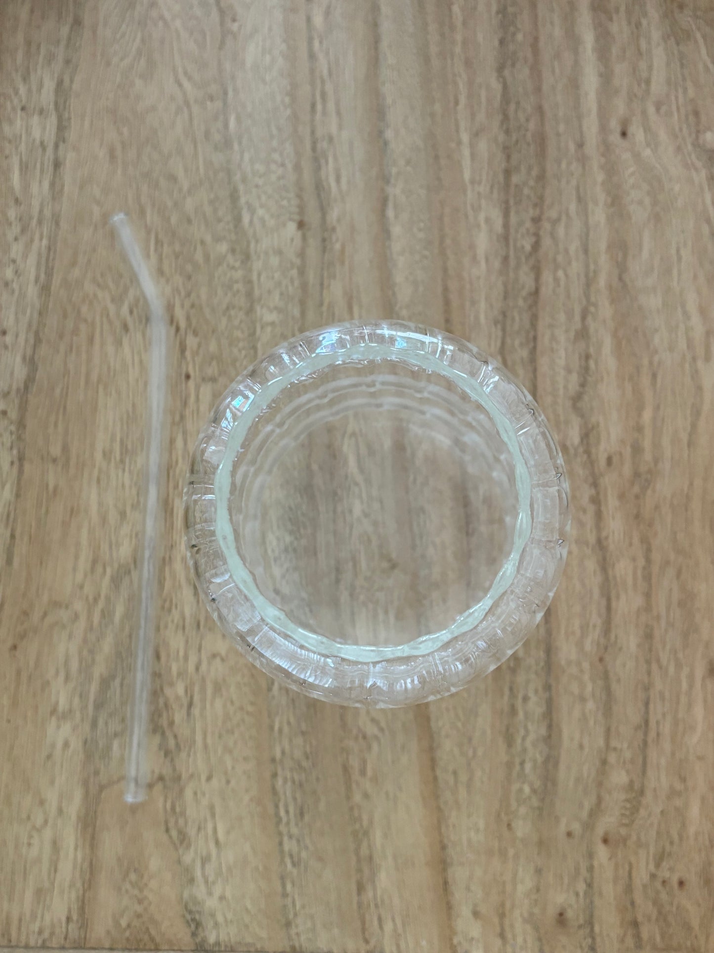 Large Ribbed Glass with Straw