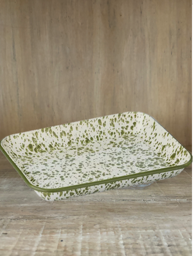 Sage Speckle Enamel Tray
