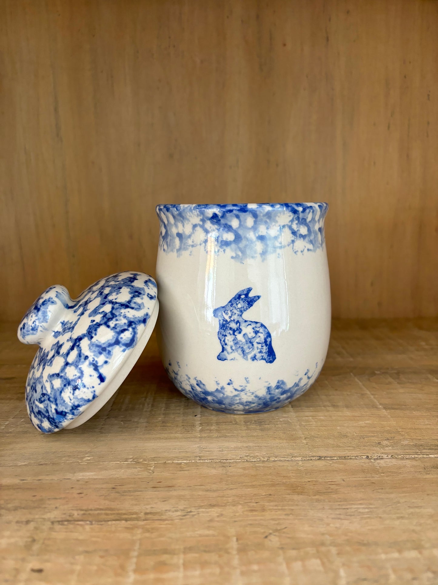 Blue Speckle Lidded Jar