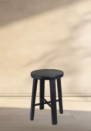 Round Black Teak Stool