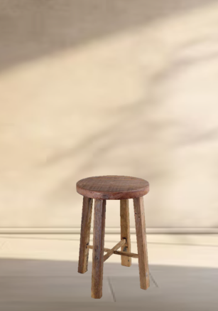 Round Natural Teak Stool