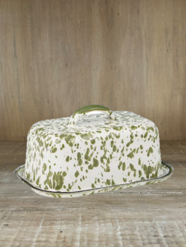 Sage Speckle Enamel Butter Dish